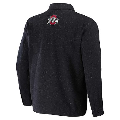 Men's Darius Rucker Collection by Fanatics Heather Charcoal Ohio State Buckeyes Sherpa-Lined Full-Snap Shacket