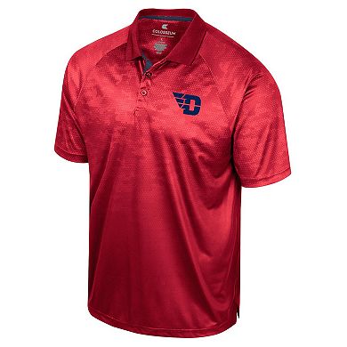 Men's Colosseum Red Dayton Flyers Honeycomb Raglan Polo