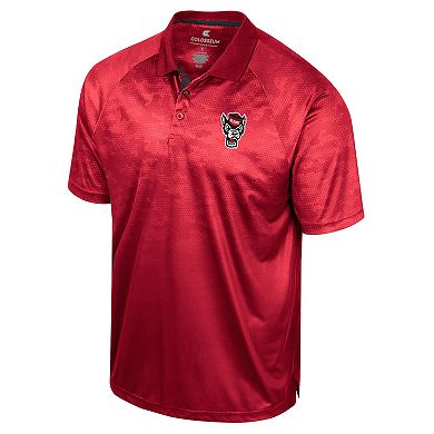 Men's Colosseum Red NC State Wolfpack Honeycomb Raglan Polo