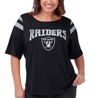 Women's G-III 4Her by Carl Banks Black Las Vegas Raiders Plus Size Linebacker Short Sleeve T-Shirt
