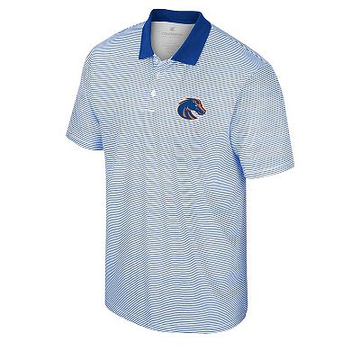 Men's Colosseum White/Royal Boise State Broncos Print Stripe Polo