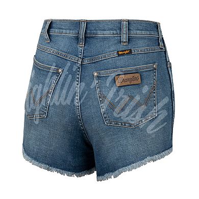 Women's Colosseum x Wrangler Blue Notre Dame Fighting Irish Retro High Rise Cut-Off Shorts