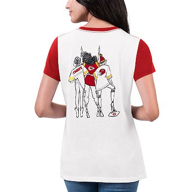 Women's G-III 4Her by Carl Banks White/Red Kansas City Chiefs Fashion Illustration T-Shirt