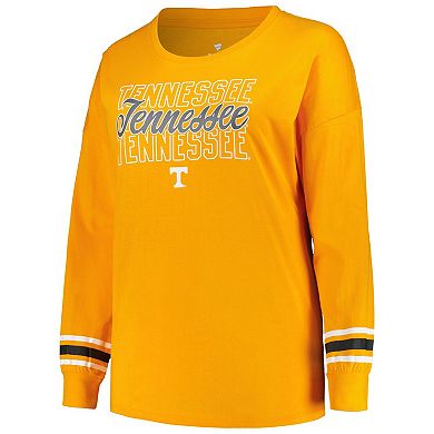 Women's Profile Tennessee Orange Tennessee Volunteers Plus Size Triple Script Scoop Neck Long Sleeve T-Shirt