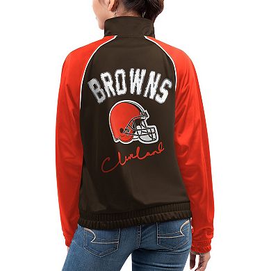 Women's G-III 4Her by Carl Banks  Brown Cleveland Browns Showup Fashion Dolman Full-Zip Track Jacket
