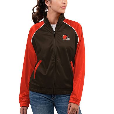 Women's G-III 4Her by Carl Banks  Brown Cleveland Browns Showup Fashion Dolman Full-Zip Track Jacket
