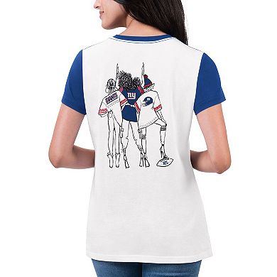 Women's G-III 4Her by Carl Banks White/Royal New York Giants Fashion Illustration T-Shirt