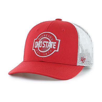 Youth '47 Scarlet Ohio State Buckeyes Scramble Trucker Adjustable Hat