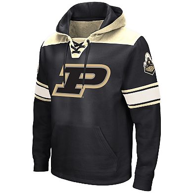 Men's Colosseum Black Purdue Boilermakers Big & Tall Hockey Lace-Up Pullover Hoodie