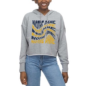 Women's ZooZatz Gray Notre Dame Fighting Irish Swirl Cropped Pullover Hoodie