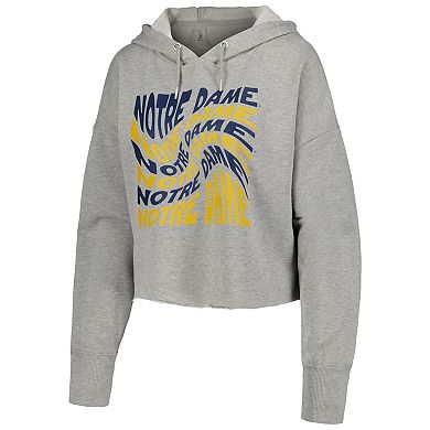 Women's ZooZatz Gray Notre Dame Fighting Irish Swirl Cropped Pullover Hoodie