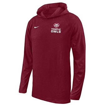 Men's Nike Cherry Temple Owls Performance Long Sleeve Hoodie T-Shirt