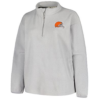 Women's Profile Gray Cleveland Browns Plus Size Sherpa Quarter-Zip Jacket