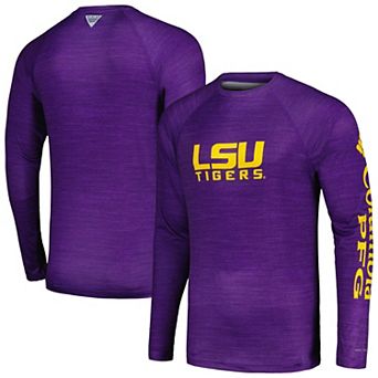 Men's Columbia Purple LSU Tigers PFG Terminal Tackle Omni-Shade Raglan Long Sleeve T-Shirt