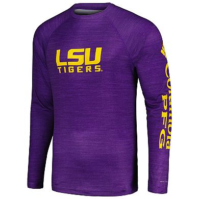 Men's Columbia Purple LSU Tigers PFG Terminal Tackle Omni-Shade Raglan Long Sleeve T-Shirt