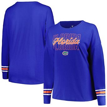 Women's Profile Royal Florida Gators Plus Size Triple Script Scoop Neck Long Sleeve T-Shirt