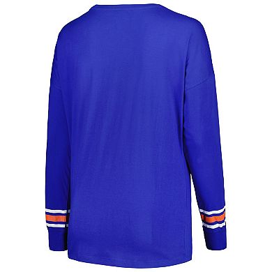 Women's Profile Royal Florida Gators Plus Size Triple Script Scoop Neck Long Sleeve T-Shirt