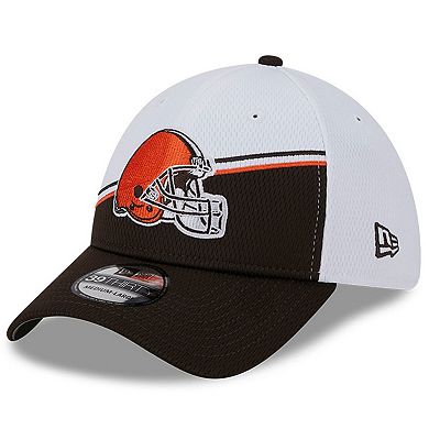 Men's New Era White/Brown Cleveland Browns 2023 Sideline 39THIRTY Flex Hat