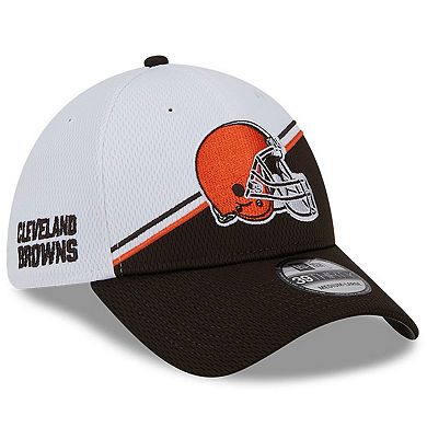 Men's New Era  White/Brown Cleveland Browns 2023 Sideline 39THIRTY Flex Hat