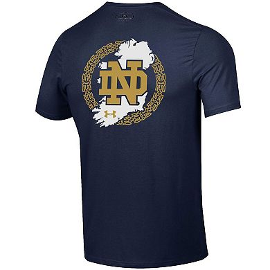 Men's Under Armour Navy Notre Dame Fighting Irish 2023 Aer Lingus College Football Classic Map Performance Cotton T-Shirt