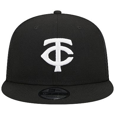 Men's New Era Black Minnesota Twins Trucker 9FIFTY Snapback Hat
