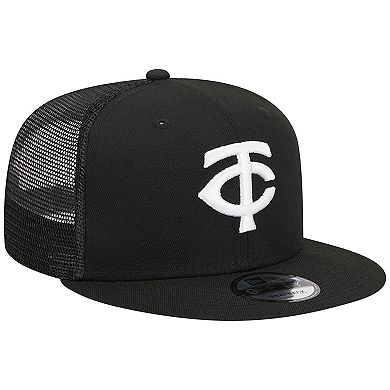 Men's New Era Black Minnesota Twins Trucker 9FIFTY Snapback Hat