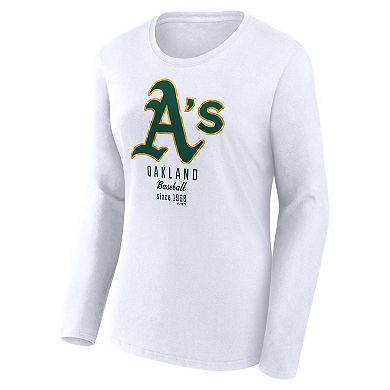 Women's Fanatics Branded White Oakland Athletics Lightweight Fitted Long Sleeve T-Shirt