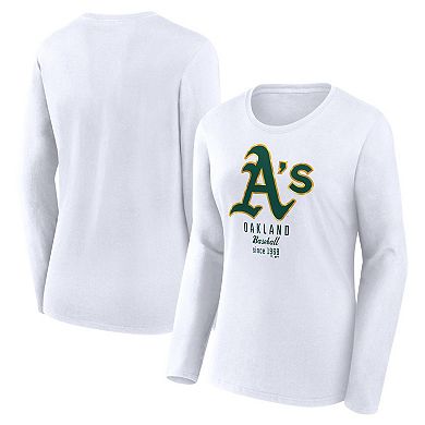 Women's Fanatics Branded White Oakland Athletics Lightweight Fitted Long Sleeve T-Shirt