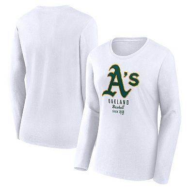 Women's Fanatics Branded  White Oakland Athletics Long Sleeve T-Shirt