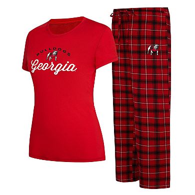 Women's Concepts Sport Red/Black Georgia Bulldogs Arctic T-Shirt & Flannel Pants Sleep Set