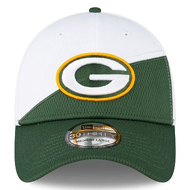 Men's New Era White/Green Green Bay Packers 2023 Sideline 39THIRTY Flex Hat
