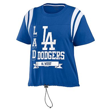 Women's WEAR by Erin Andrews Royal Los Angeles Dodgers Cinched Colorblock T-Shirt