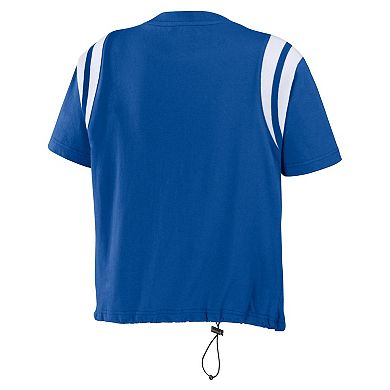 Women's WEAR by Erin Andrews Royal Los Angeles Dodgers Cinched Colorblock T-Shirt