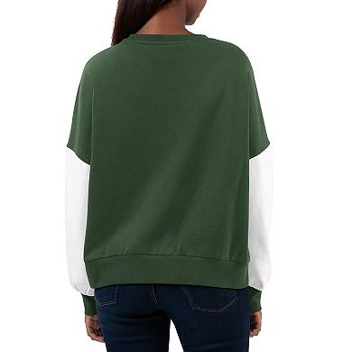 Women's G-III 4Her by Carl Banks Green/White Michigan State Spartans Team Pride Colorblock Pullover Sweatshirt