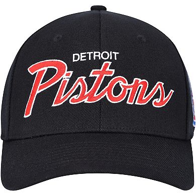 Men's Mitchell & Ness Black Detroit Pistons MVP Team Script 2.0 Stretch Snapback Hat