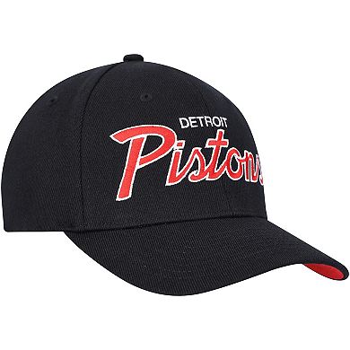 Men's Mitchell & Ness Black Detroit Pistons MVP Team Script 2.0 Stretch Snapback Hat