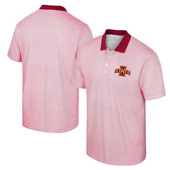Men's Colosseum White/Cardinal Iowa State Cyclones Print Stripe Polo