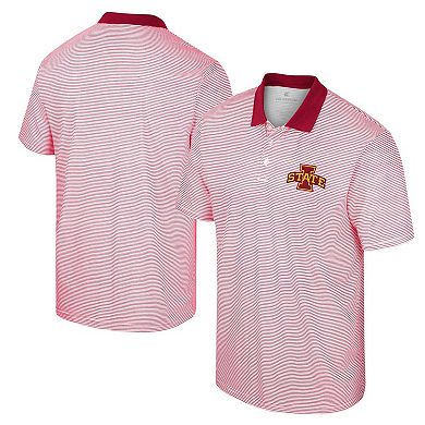 Men's Colosseum White/Cardinal Iowa State Cyclones Print Stripe Polo