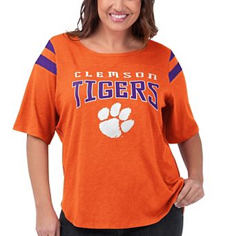 Women's G-III 4Her by Carl Banks Orange Clemson Tigers Plus Size Linebacker Half-Sleeve T-Shirt