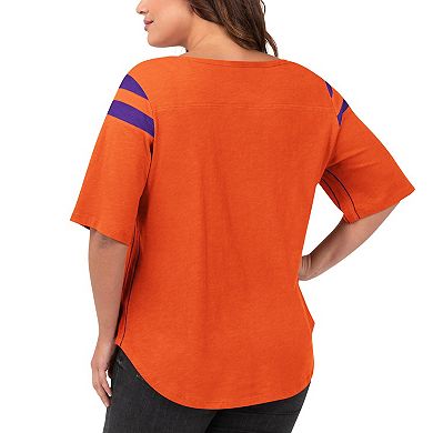 Women's G-III 4Her by Carl Banks Orange Clemson Tigers Plus Size Linebacker Half-Sleeve T-Shirt