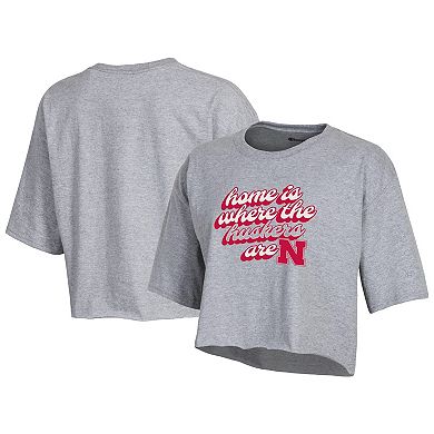Women's Champion Gray Nebraska Huskers Boyfriend Cropped T-Shirt