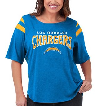 Women's G-III 4Her by Carl Banks Light Blue Los Angeles Chargers Plus Size Linebacker Short Sleeve T-Shirt