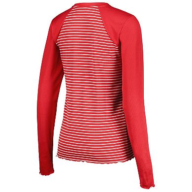Women's Antigua  Red Kansas City Chiefs Maverick Waffle Henley Long Sleeve T-Shirt