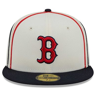 Men's New Era  Cream/Navy Boston Red Sox Chrome Sutash 59FIFTY Fitted Hat