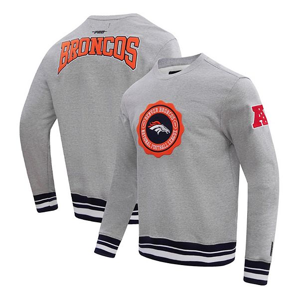 Men's Pro Standard Heather Gray Denver Broncos Crest Emblem Pullover ...