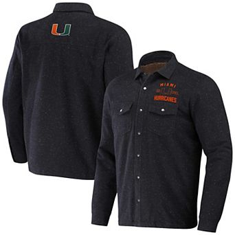 Men's Darius Rucker Collection by Fanatics Heather Charcoal Miami Hurricanes Sherpa-Lined Full-Snap Shacket