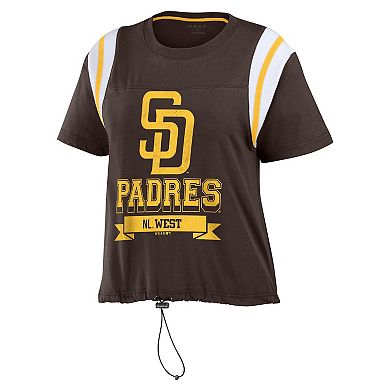 Women's WEAR by Erin Andrews Brown San Diego Padres Cinched Colorblock T-Shirt