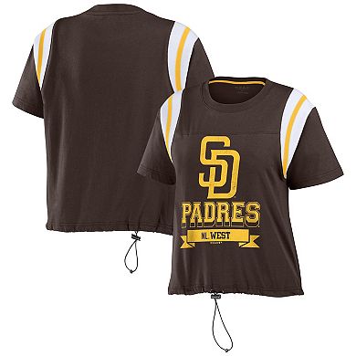 Women's WEAR by Erin Andrews Brown San Diego Padres Cinched Colorblock T-Shirt