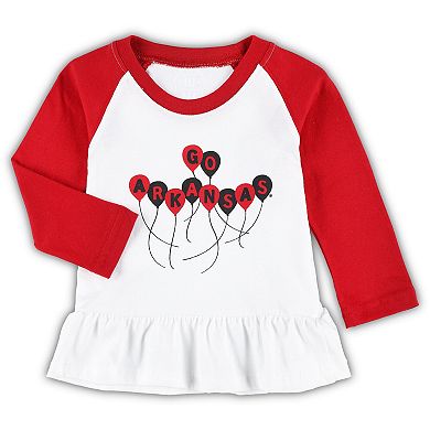 Girls Infant Wes & Willy Cardinal/White Arkansas Razorbacks Balloon Raglan 3/4-Sleeve T-Shirt & Leggings Set