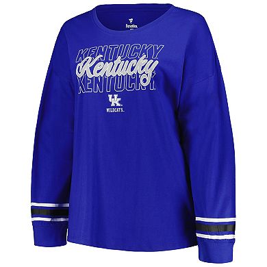 Women's Profile Royal Kentucky Wildcats Plus Size Triple Script Scoop Neck Long Sleeve T-Shirt